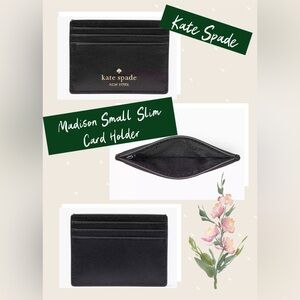 NIP Kate Spade Small Slim Black Madison Card Holder Black